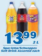 Spar-Letta/Schweppes Soft Drink-2Ltr Each