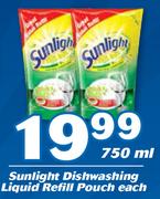 Sunlight Dishwashing Liquid Refill Pouch-750ml Each