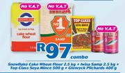 Snowflake Cake Wheat Flour-2.5Kg+Iwisa Samp-2.5Kg+Top Class Soya Mince 500 & Glenryck Pilchard 400g 