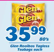 Glen Rooibos Tagless Teabags-80's Each