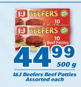 I&J Beefers Beef Patties Assorted-500g Each