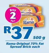 Rama Original 70% Fat Spread Brick-2 x 500g Each