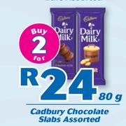 Cadbury Chocolate Slabs Assorted-2 x 80g