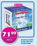 Dewfresh UHT Long Life Full Cream Milk-6 x 1Ltr