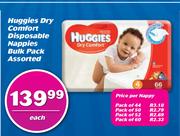 Huggies Dry Comfort Disposable Nappies Bulk Pack Assorted-Each