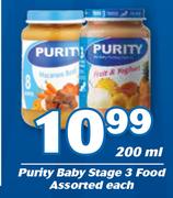Purity Baby Stage 3 Food Assorted-200ml Each