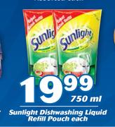 Sunlight Dishwashing Liquid Refill Pouch -750ml Each