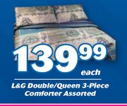 L&G Double/Queen 3 Piece Comforter Assorted-Each