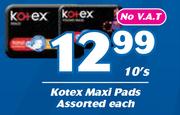 Kotex Maxi Pads Assorted-10's Each