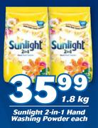 Sunlight 2 In 1 Hand Washing Powder-1.8Kg Each