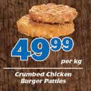 Crumbed Chicken Burger Patties-Per kg