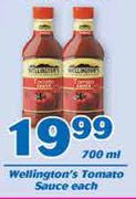 Wellington's Tomato Sauce-700ml Each