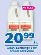 Dairy Exchange Full Cream Milk-1Ltr Each