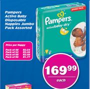 Pampers Active Baby Disposable Nappies Jumbo Pack Assorted-Each