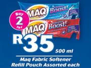 Maq Fabric Softener Refill Pouch Assorted-2x500ml Each