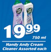 Handy Andy Cream Cleaner Assorted-750ml Each