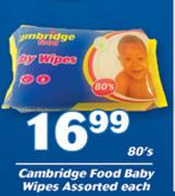 Cambridge Food Baby Wipes Assorted-80's Each