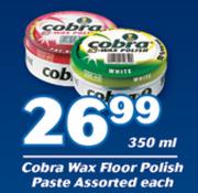 Cobra Wax Floor Polish Paste Assorted-350ml Each