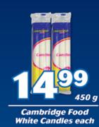 Cambridge Food White Candles-450g Each