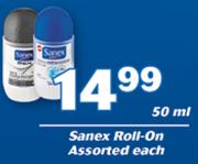 Sanex Roll-On Assorted-50ml Each
