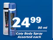Coty Body Spray Assorted-90ml Each