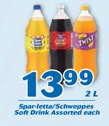 Spar-Letta/Schweppes Soft Drink-2Ltr Each