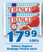 Trinco Tagless Teabags Pouch-100's Each