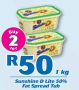 Sunshine D Lite 50% Fat Spread Tub-2x1Kg