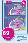 Cambridge Food Long Life Full Cream Milk-6x1Ltr Each