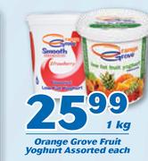 Orange Grove Fruit Yoghurt-1Kg Each