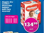 Huggies Dry Comfort Disposable Nappies Bulk Pack Assorted-Each