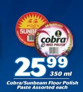 Cobra/Sunbeam Floor Polish Paste-350ml Each