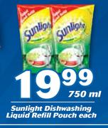 Sunlight Dishwashing Liquid Refill Pouch-750ml Each