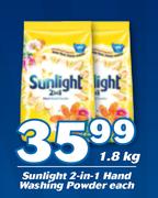 Sunlight 2-In-1 Hand Washing Powder-1.8Kg Each