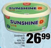 Sunshine D Lite 40% Fat Spread Tub-1kg