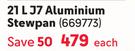Hart J7 Aluminium Stewpan-21Ltr Each