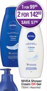 Nivea Shower Cream Or Gel Assorted-For 2 x 750ml