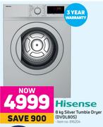Hisense 8Kg Silver Tumble Dryer DVDL80S