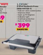 Logik 2 Slice Sandwich Press RSH-441725-1