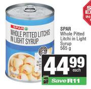 Spar Whole Pitted Litchi In Light Syrup-565g