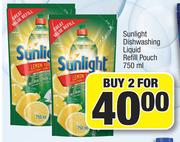 Sunlight Dishwashing Liquid Refill Pouch-For 2 x 750ml