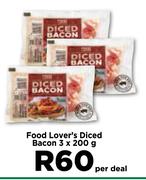 Food Lover's Diced Bacon-3 x 200g Per Deal