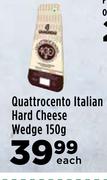 Quattrocento Italian Hard Cheese Wedge-150g Each