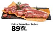 Plain Or Spiced Beef Rashers-Per Kg