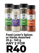 Food Lover's Spices Or Herbs Assorted-For Any 2 x 25g-140g