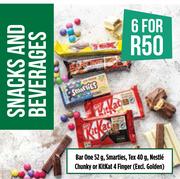 Bar One 52g, Smarties, Tex 40g, Nestle Chunky Or Kitkat 4 Finger-For 6