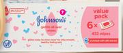 Johnson's Baby Wipes Gentle All Over Or Sensitive 6 Pack