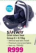 Safeway Orbit Infant Seat Group 0 + 0-13Kg