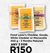 Food Lover's Cheddar, Gouda, White Cheddar Or Mozzarella-For 3 x 400g