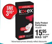 Kotex Daily Protect Pantyliners-16 Per Pack
